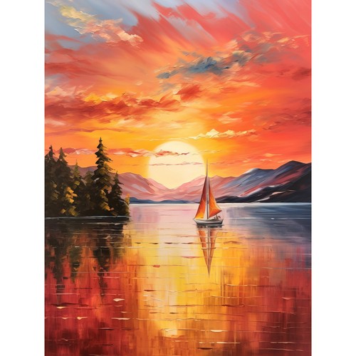 Serene lake sunset sailing - sunset,